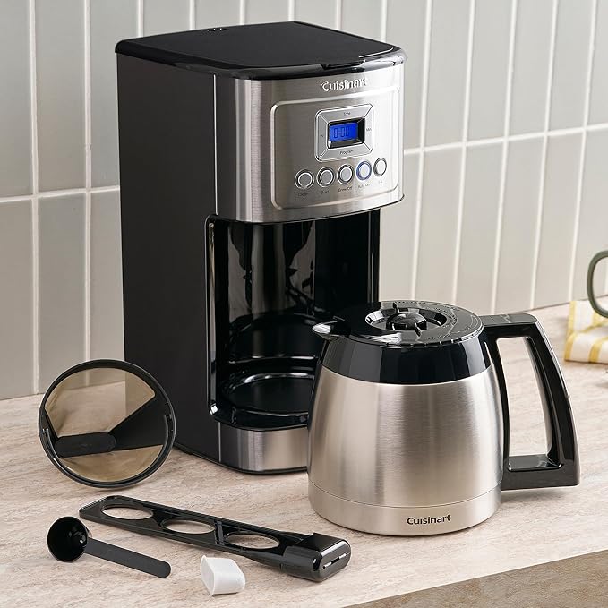Cuisinart 12-Cup Coffee Maker, Programmable PerfecTemp Thermal Carafe Coffee Machine with 1-4 Cup Setting, Brew Strength Control and Brew Pause, Stainless Steel, DCC-3400NAS, Silver