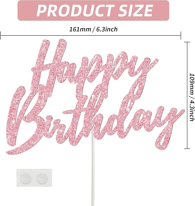 BEISHIDA Happy Birthday Cake Toppers Rose Gold Glitter Birthday Cake Decoration Cake Baking Supplies 18th 30th 40th Birthday Cake Toppers For Boys Girls Men Women Birthday Party Photo Booth Props