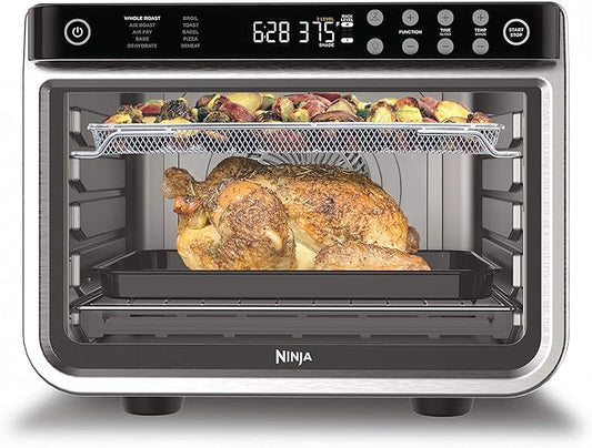 NINJA DT201 Foodi 10-in-1 XL Pro Air Fry Digital Countertop Convection Toaster Oven with Dehydrate and Reheat, 1800 Watts, Stainless Steel Finish (Renewed)