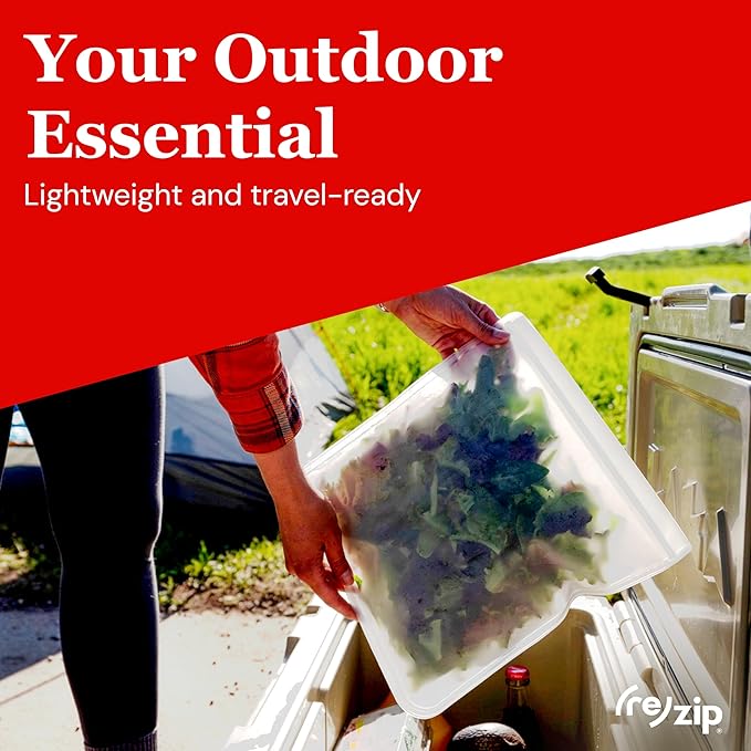 (re) zip Gallon Reusable Bags | BPA-Free, Food Grade, Leakproof, Freezer and Dishwasher Safe | Holds 16 Cups / 128 Fl Oz | 8-Pack (Clear)