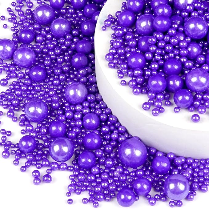 Purple Pearl Sprinkles for Cake Decorating, Edible Pearl Candy, 150g/5.29oz Mix Size, Baking Cake Decoration, Cupcake, Cookie, Holiday, Valentine's Day, Wedding Party, Christmas Supplies