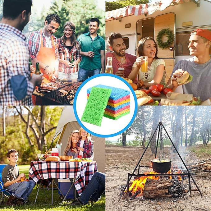 Zhengmy 200 Pieces Kitchen Sponge Bulk Natural Sponges for Dishes Compressed Wood Pulp Sponges Cleaning Sponge Without Scratching for Kitchen Bathroom, 3.9 x 2.4 x 0.12 Inch (Multicolor)