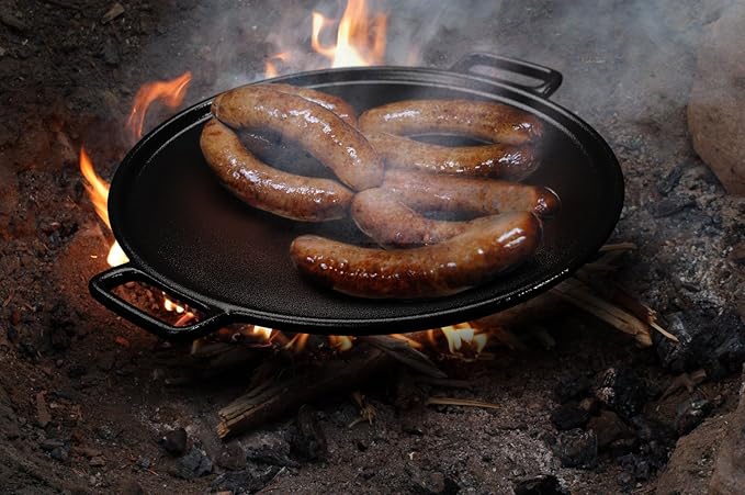 Cast Iron Pizza Pan - 14-Inch Baking Pan for Oven, Stovetop, Grill, or Campfires - Durable, Even-Heating, Versatile Cast Iron Griddle by Home-Complete