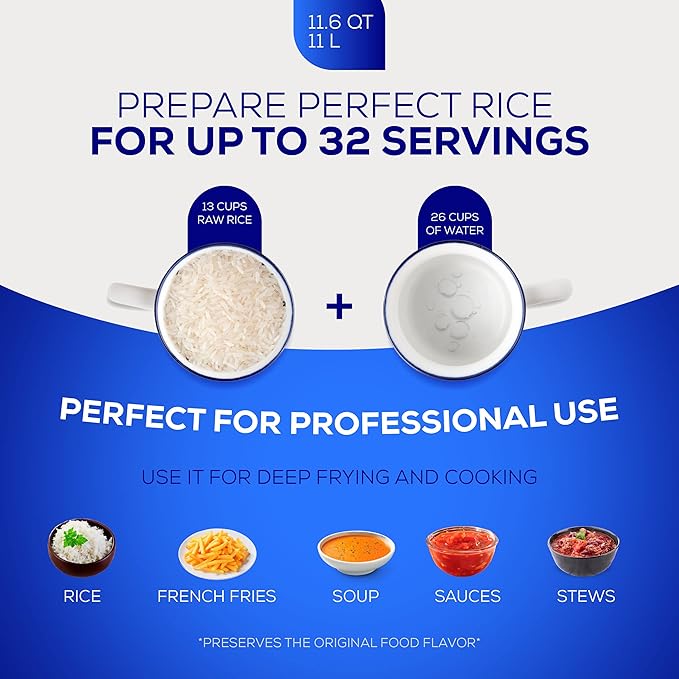 Universal (Professional Large) Caldero 32 Cups - 11.6 QT / 11 L, Stainless Aluminum Pot, Even Heat Distribution and Fast Cooking Dutch Oven Pot, Ergonomic Handles, Ideal for Rice, and French Fries