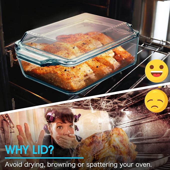 Glass Casserole Dish With Lid, Mini-1 QT (5.7in x 7in) Glass Baking Dishes for Oven, Single Serving Glass Oven Bakeware