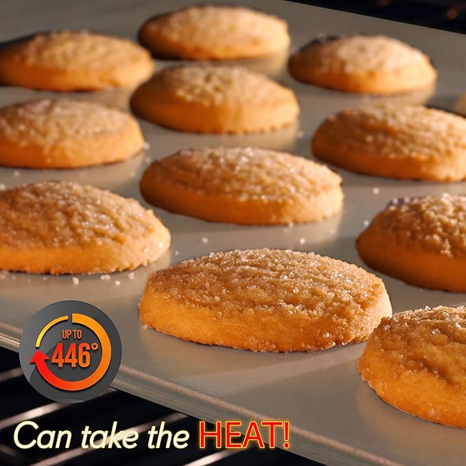 NutriChef 8-Piece Nonstick Bakeware Set - Heavy Duty Carbon Steel Baking Pans w/ Blue Silicone Handles - Pizza Crisper, Muffin & Loaf Pan, Round & Square Pans, Cookie Sheet - Champagne Gold