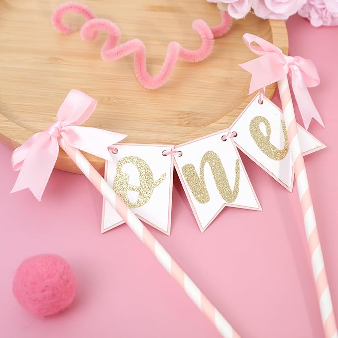 Pink Bow Ribbon Cake Topper - Bow Birthday Cake Topper,Coquette Themed Party Supplies,She's Tying The Knot,Bow 1st Birthday Cake Smash