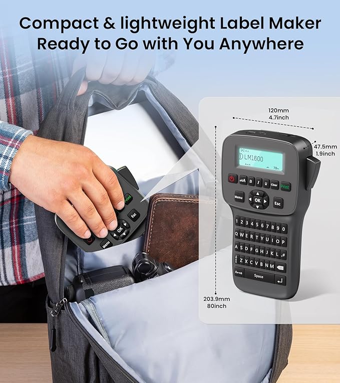 Label Maker Machine with-Tape, Rechargeable Label Makers Portable with Keyboard, LM1600 Heat Shrink Label Maker Waterproof-Labels, Cable Wire LabelMaker Labeler for Industrial Office Network