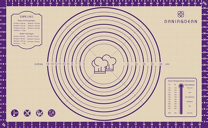 Baking Mat, 26" x 16" Silicone Extra Large Non Stick Baking Sheet Mat with Measurement Non-slip Dough Rolling Mat,Reusable Food Grade Silicone Counter Mat for Making Cookies,Macarons,Bread and Pastry