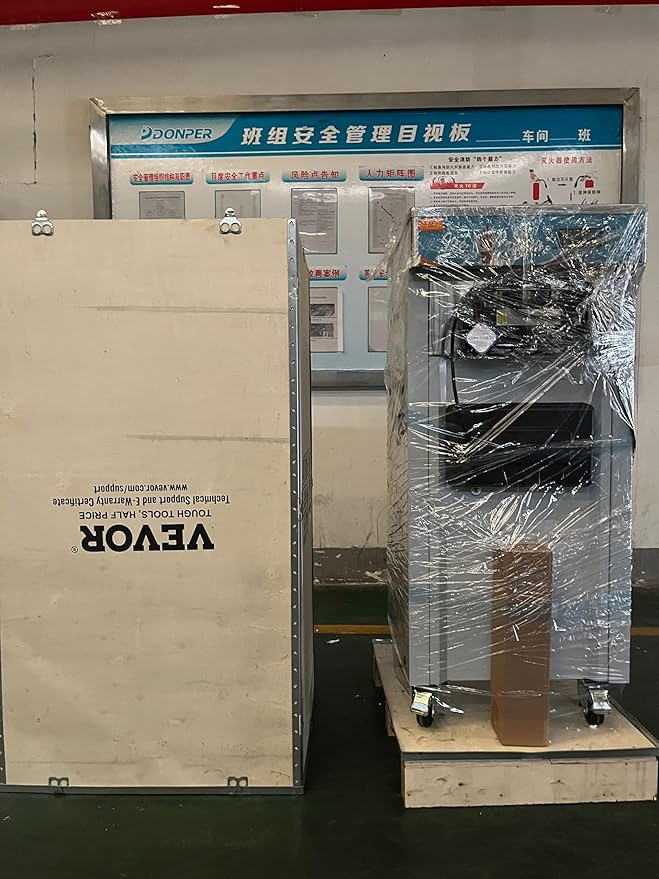 VEVOR Commercial Ice Cream Machine, 21-31 L/H Yield, 1800W 3-Flavor Freestanding Soft Serve Ice Cream Maker, 2 x 5.5L Stainless Steel Cylinder, LED Panel Auto Clean Pre-cooling, for Restaurant Bars