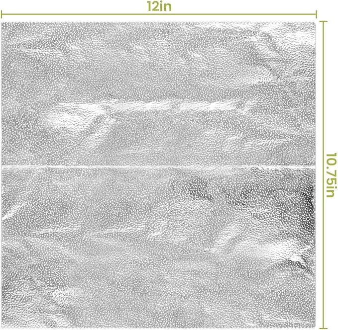 200 Pre-Cut Aluminum Foil Sheets, 12" x 10.75" Pop-Up Foil Sheets for Restaurant Use, Disposable Food Wrapping for Burritos, Hot Dogs, and Sandwiches