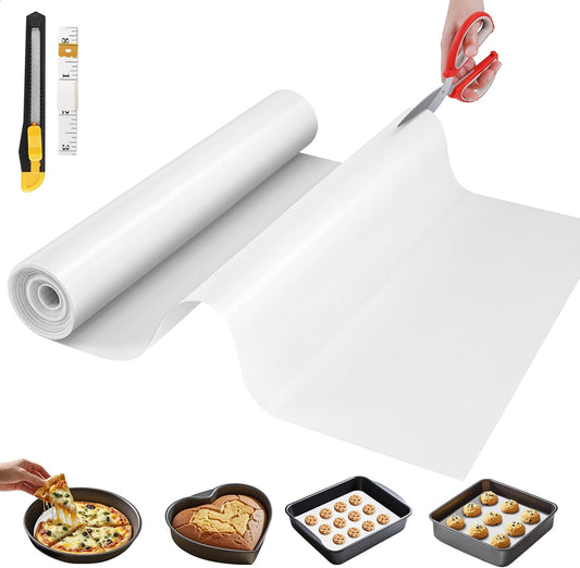Silicone Baking Mat, 12 IN x 10 FT Free Cutting Baking Sheet,Non-Stick Reusable Dough & Pastry Mat,Non-Slip Silicone Mat Roll for Air Fryer Liner,Freeze Dryer,Oven Baking Pan,Kitchen Counter