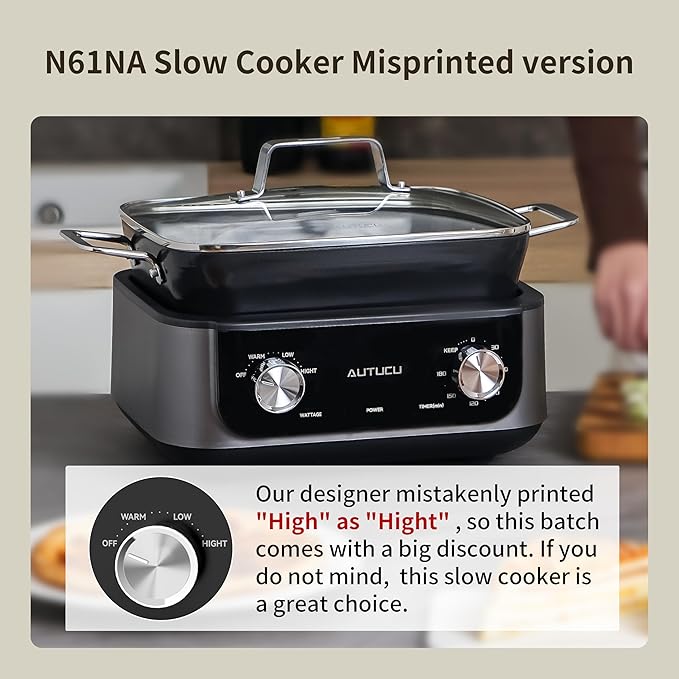 7-Quart Slow Cooker - PFOA-Free Nonstick Pot with 3 Heat Settings & Timer - Dishwasher & Oven Safe for Effortless Cooking, Perfect for Family Meals & Parties
