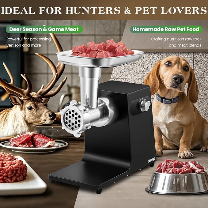Huanyu Meat Grinder Electric Pro-Grade - 1HP Bone-Crushing Power, 3 Plates & Sausage Kit | Rustproof Stainless Steel for Hunters, Pet Owners & Home Chefs #8
