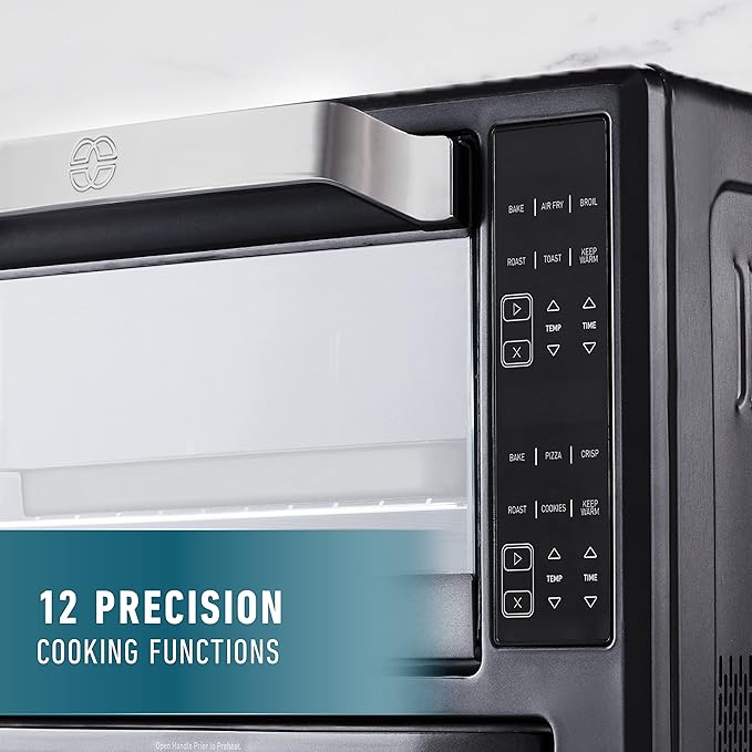 Calphalon Performance 12-in-1 Air Fry Toaster Oven with Dual Zone 12" Pizza Drawer Oven combo,Digital Precision Controls, Dark Stainless