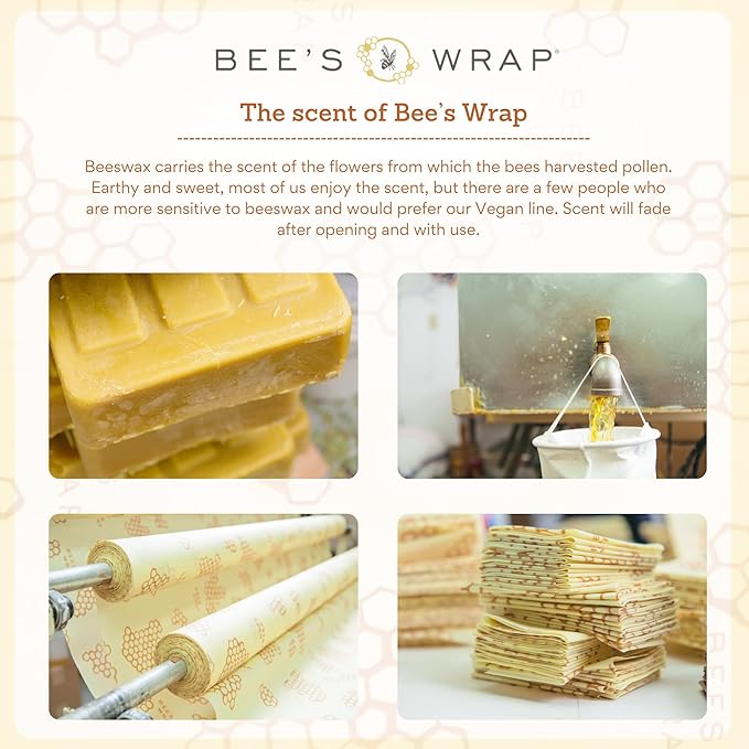Bee's Wrap Beeswax Wraps for Food - Bakery Lane 3 Pack (S, M, L) Made in USA Reusable & Organic Food Wraps, Sandwich Wrap & Bowl Covers - Eco-Friendly Alternative to Aluminum Foil & Plastic Wrap