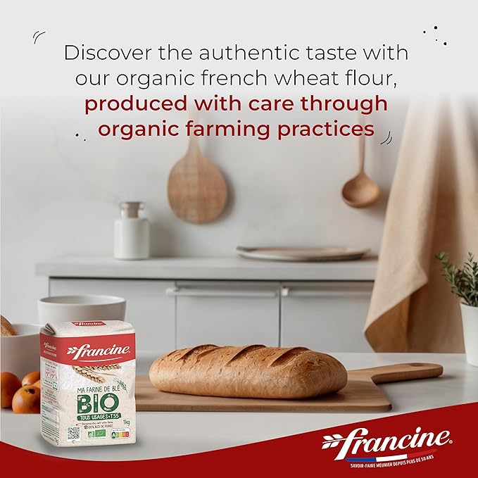 Francine Farne de Ble Bio - French T55 Organic All Purpose Flour (3 Pack, Total of 3kg)