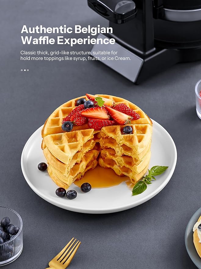 Yabano Belgian Waffle Maker - Professional Rotating Waffle Iron with Double Flip Technology, Nonstick Plates, Removable Drip Tray & Cool-Touch Handles