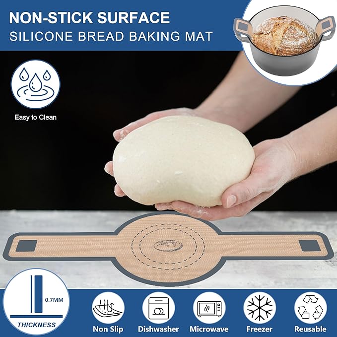 E-far 5 Quart Enameled Cast Iron Dutch Oven, 2 in 1 Dutch Oven Pot with Skillet Lid and Silicone Bread Sling, Ideal for Bread Baking, Cooking, Stewing, Frying, Induction & Oven Safe - Grey