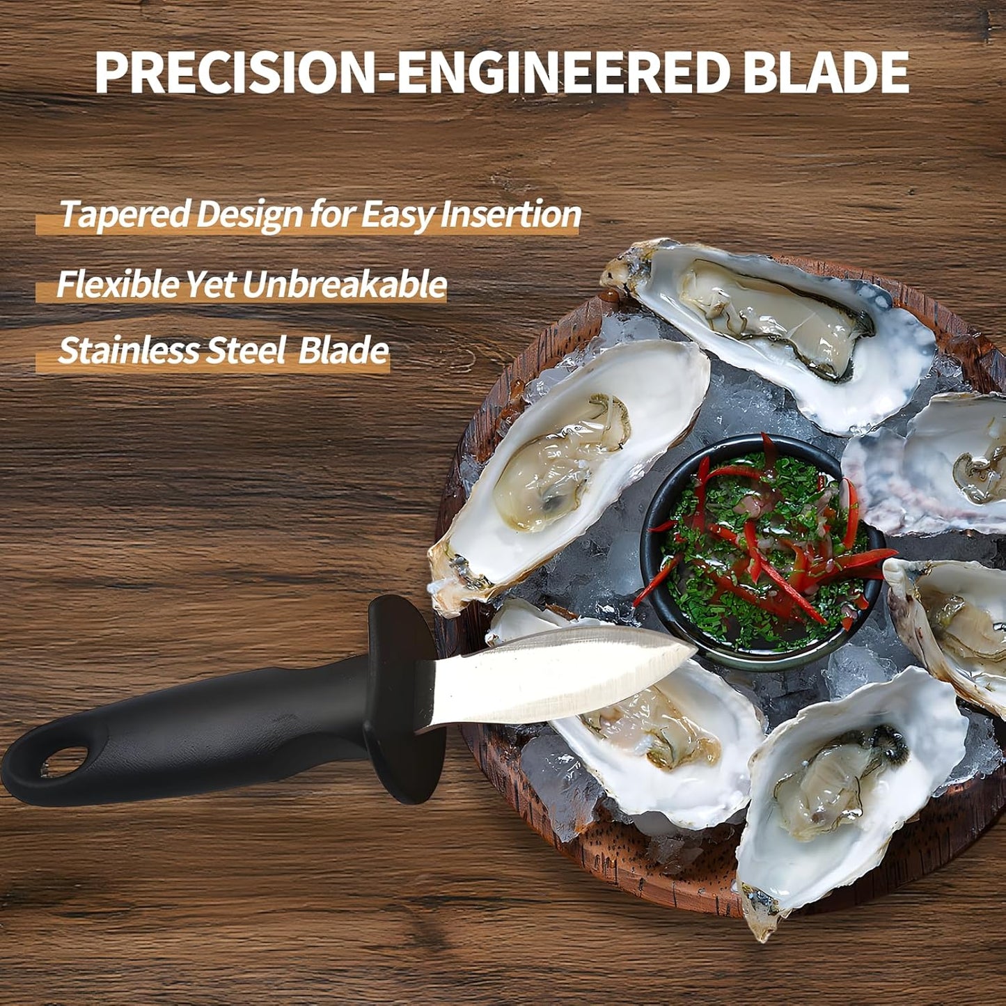 Oyster Knife Shucker Oyster Shucking Tool Perfect for Opening Clams, Mussels, Scallops, Shellfish Ideal for Home Kitchens, Raw Bars & Chefs（1 Pack）