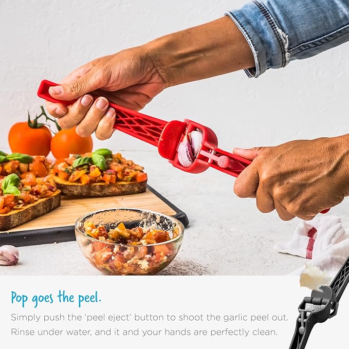 Dreamfarm Garject Lite 2-In-1 Garlic Peeler, Garlic Press & Mincer with Garlic Peel Ejector, Nylon - Black