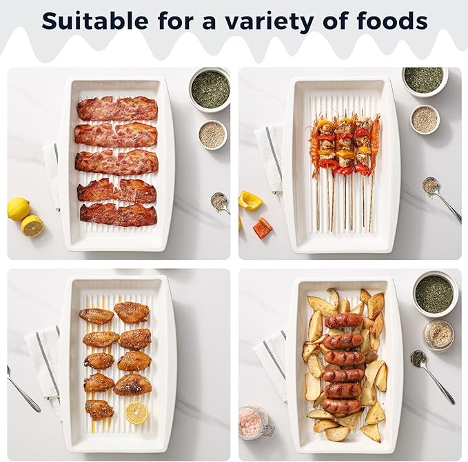 DELLING Baking Dish for Oven, 9.3'' x14'' Ceramic Casserole Dish, Lasagna Pan, Oven Safe Bakeware Sets with Handles for Baking, Roasting, White, Microwave, Dishwasher Safe, Set of 2