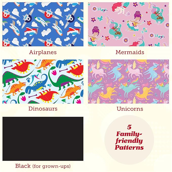 Lusso Gear Toddler Airplane Tray Table Cover with Pockets - Unicorn Print Textile Rectangular - Foldable Airplane Play Tray for Kids - Kids Travel Essentials & Toddler Travel Essential