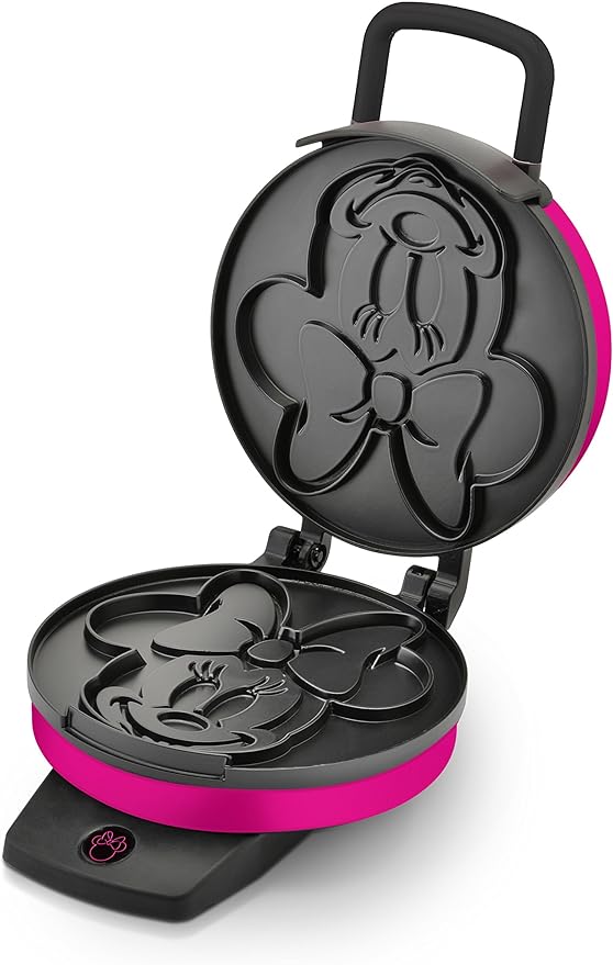 Disney Minnie Mouse Waffle Maker by Select Brands - Premium Minnie Mouse Kitchen Accessory - Kitchen Appliance for Disney Lovers - 7" Waffles, Pink