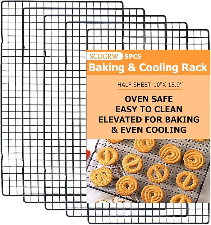 5PCS Cooling Racks for Cooking and Baking - 10" x 16" Wire Rack Baking Rack, Oven Cooking Rack, Heavy Duty Baking Rack for Grilling. Roasting, Cooking, Drying