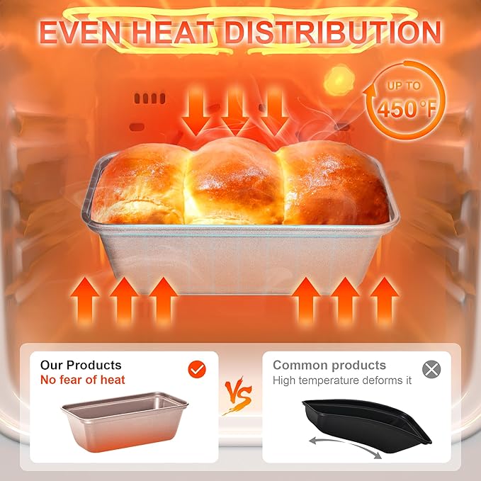 HONGBAKE Mini Loaf Pan for Baking Bread, Nonstick Small Banana Bread Tins Set of 3, 6 x 3.3 x 2 In Tiny Carbon Steel Meatloaf Pan - Rose Gold