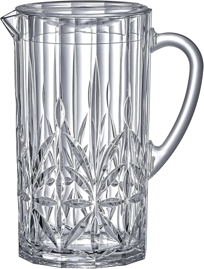 Amazing Abby - Stately - Acrylic Pitcher (80 oz), Clear Plastic Water Pitcher with Lid, Fridge Jug, BPA-Free, Shatter-Proof, Great for Iced Tea, Sangria, Lemonade, Juice, Milk, and More