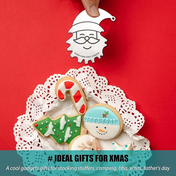 Stocking Stuffers, Ideal Gifts for Christmas, for Men, Dad, Husband, Boyfriend, Fathers Day, KUNIFU BBQ Grill Scraper