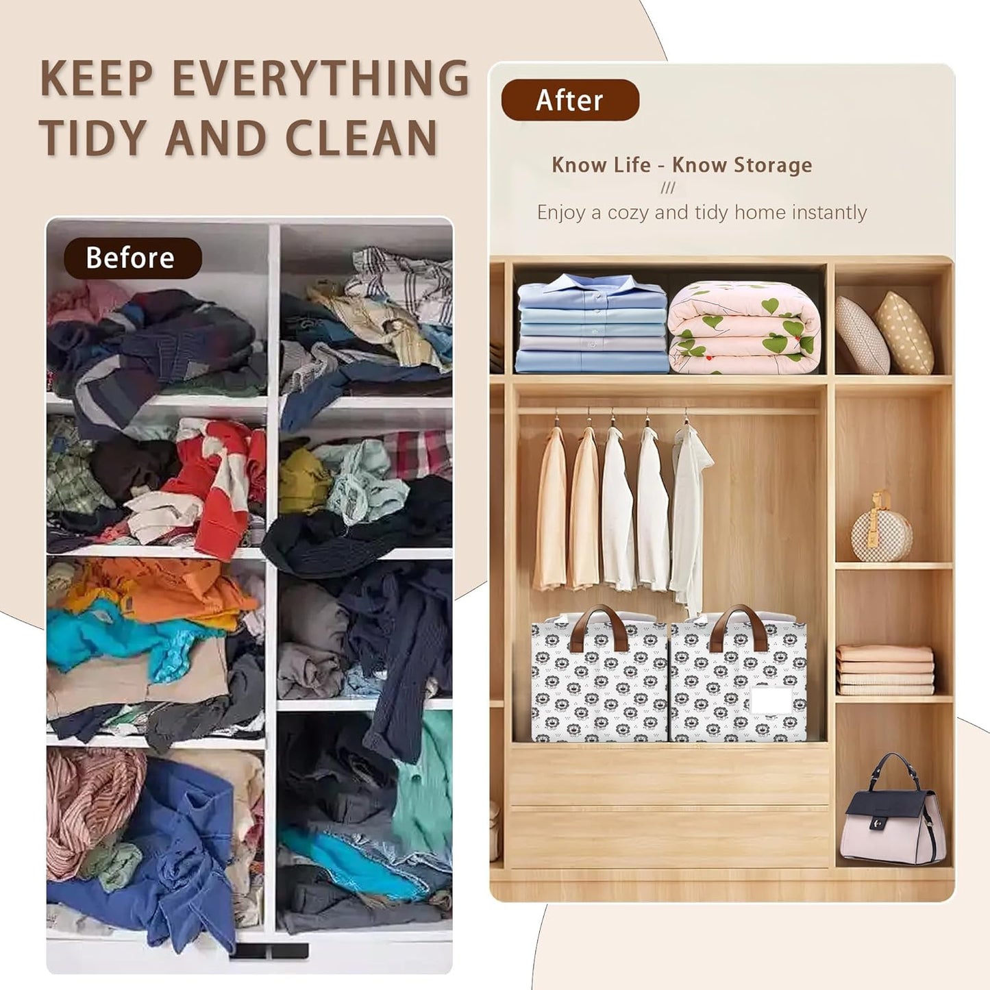 Wild Animal Storage Basket Large 17x11.5x10.5 Inche-Collapsible Fabric Organizer Bin with Handles for Nursery, Kids Room, Safari Theme-Decorative Hamper with Playful Lion Silhouette Design-Single Pack