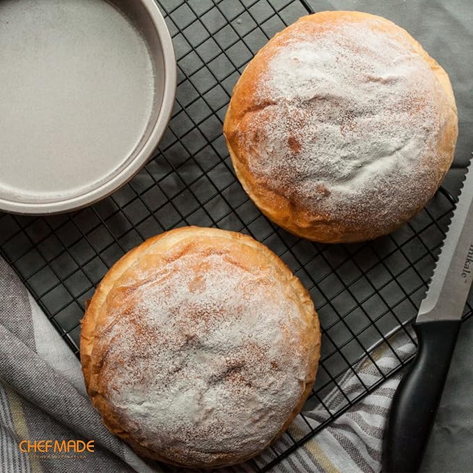 CHEFMADE Mini Round Cake Pan Set, 6-Inch 4Pcs Non-Stick Round Cake and Loaf Bakeware for Oven and Instant Pot Baking (Champagne Gold)