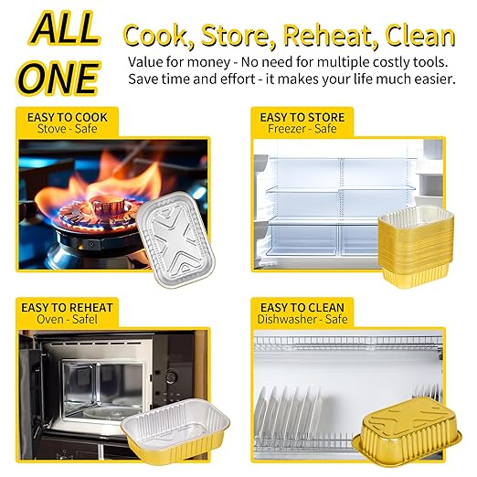 40 Pack 1.5 LB 7.2"×5"×1.8" Small Aluminum Pans with Lids Heavy Duty - 24oz Tin Foil Food Containers with Lids, Disposable Tin Foil Pans with Lids for Baking, Meal Prep, Freezer and Takeout