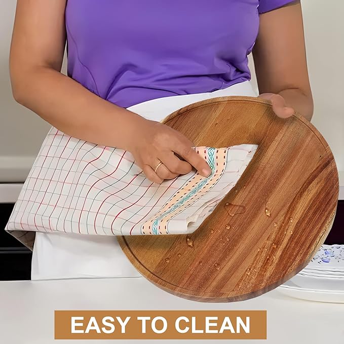 [ 2 Pack ] 10-inch Acacia Wood Lazy Susan Organizers, ACIAZAAZ Lazy Susan Turntable for Cabinet, Kitchen Turntable Storage for Table, Countertop, Pantry