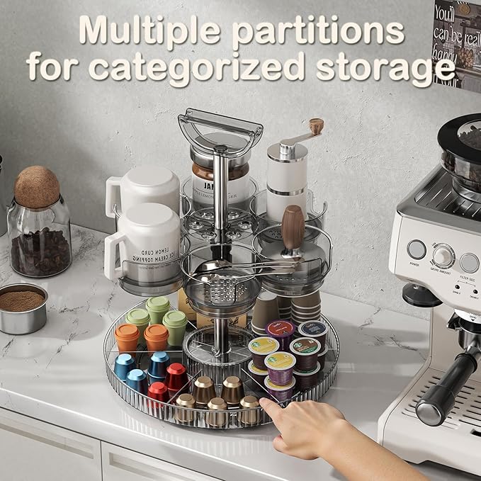 Rotating Stanley Cup Holder, Portable Water Bottle Organizer for 6 Stanley 40 oz & Mug, Adjustable Lazy Susan Organizer for Table Top Cabinet Home Countertop Pantry Shelf Tumbler Lid Organizer