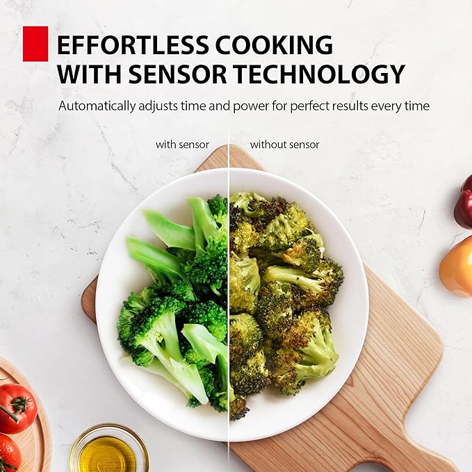 TOSHIBA ML4-EM22PAIT(SS) Countertop Microwave Oven with Sensor Cook, 6 Auto Menus, Origin Inverter, Child Lock, 2.2 Cu Ft for Large Family, 16.5 Inch Removable Turntable, 1200W, Stainless Steel