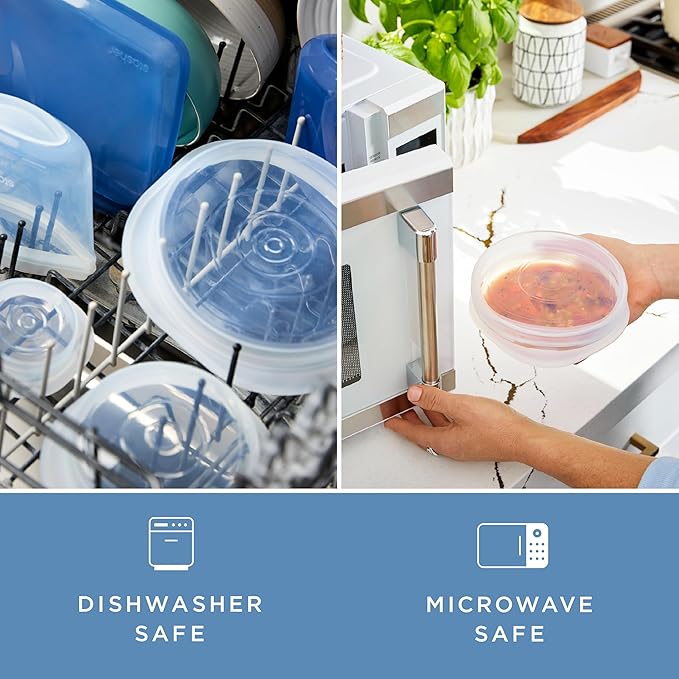 Stasher Premium Reusable Silicone Stretch Lids 3-Pack Box - Large, Clear, 9” Lids, Airtight Seal, Food Container Covers, BPA Free, Leak-free, Dishwasher Safe, Microwave Safe, Eco-Friendly