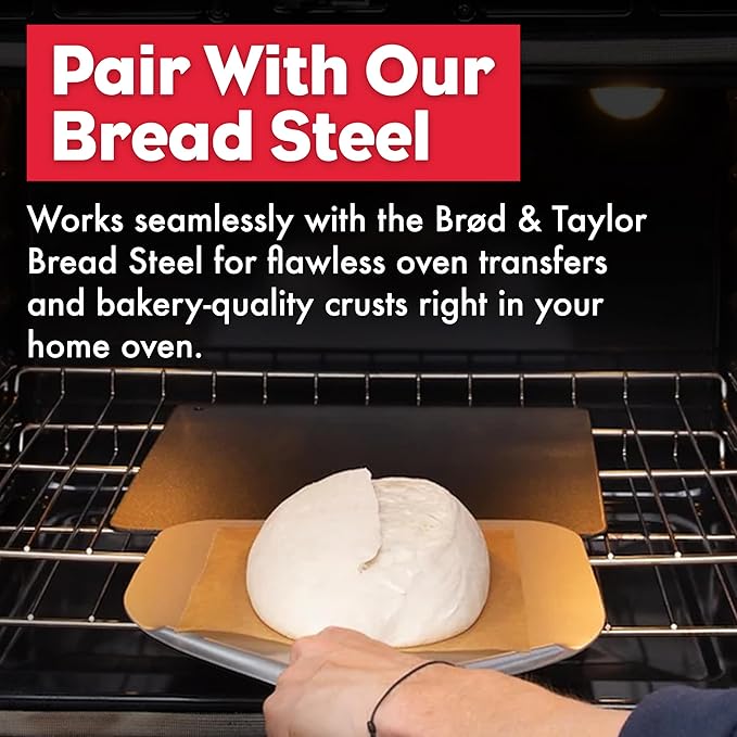 Brod & Taylor Bread Peel for Transferring Bread, Pizza or Flatbreads (11.75" x 12" Surface) – Thin Edge, Lightweight, and Reduces Sticking