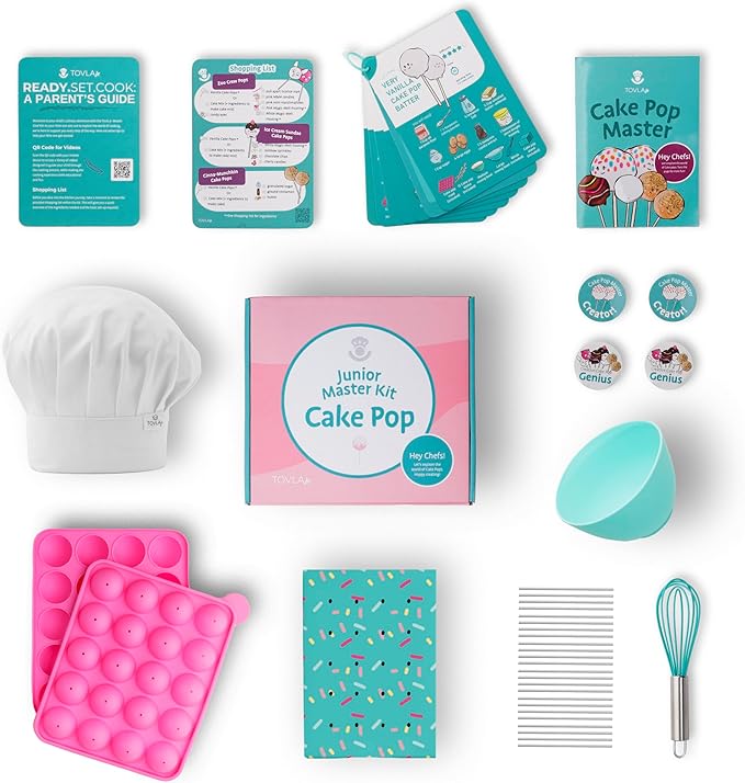 Tovla Jr. Ultimate Cake Pop-Making Kit for Kids – Fun DIY Baking Kit, STEM Activity for Ages 4+, Visual Learning Cake Pop Molds & Tools Set, Great Gift for Young Chefs