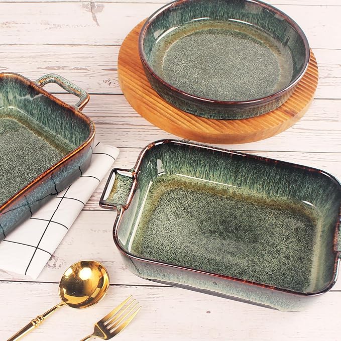 Ceramic Casserole Baking Dish 2.5 Quarts, for Baking Dish Lasagna Pans, Oven Safe Durable Bakeware for Kitchen Home Decor, Banquet and Dinner, Rectangular 1 pcs 12 x 8.5 Inch