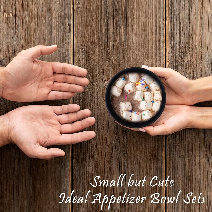 wheat straw snack bowls 10oz set of 8 - Unbreakable Dessert Bowls for kids - Mini Bowls for Ice Cream,Snack and Fruits - Microwave & Dishwasher Safe Appetizer Bowl Sets - Black