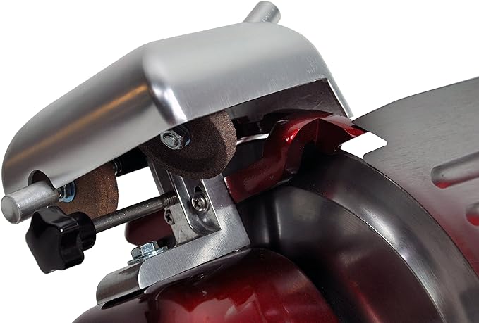 KWS MS-6RS Premium 200w Electric Slicer 7.67-Inch in Red Stainless Steel Blade, Frozen Meat Deli Meat Cheese Food Slicer Low Noises Commercial and Home Use