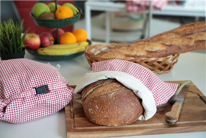 2 XL Beeswax Bread Bags for Homemade Sourdough, Produce, Sandwiches & Lunchbox Use - Reusable Bread Storage Bags, Washable (2-Pack)
