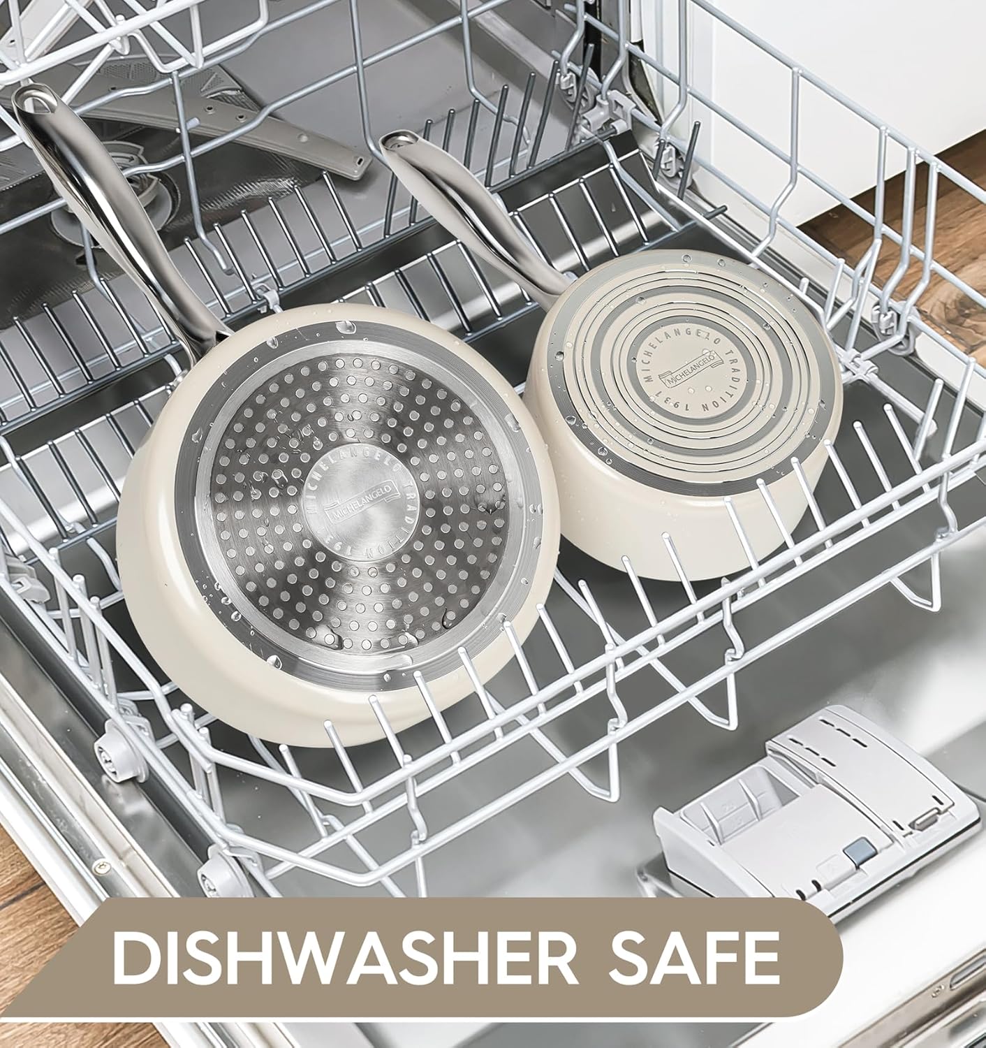 MICHELANGELO 1 Quart Saucepan with Lid, Nonstick Sauce Pan with Non-Toxic Ceramic Coating, Cream Sauce pan, 1 Qt Saucepans, Oven Safe