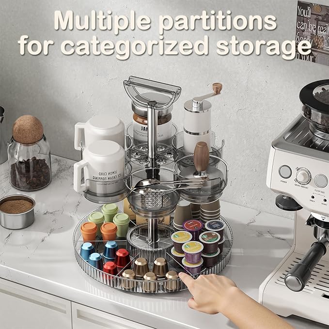 Rotating Stanley Cup Holder, Portable Water Bottle Organizer for 6 Stanley 40 oz & Mug, Adjustable Lazy Susan Organizer for Table Top Cabinet Home Countertop Pantry Shelf Tumbler Lid Organizer