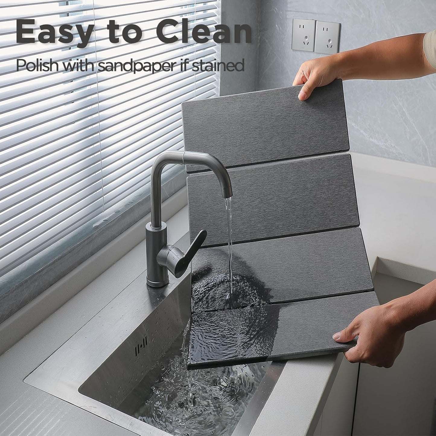 2PCS Stone Drying Mat for Kitchen Counter, Stone Dish Drying Mat - Diatomite Water Absorbing Drying Stone for Kitchen Counter Mat, Quick Dry Stone Mat Kitchen for Cups Dishes Bottles.