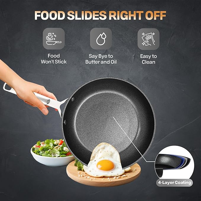 GRANITESTONE 14 Pc Induction Cookware Sets, Kitchen Pots and Pans Set Non Stick, Kitchen Cookware Sets, Nonstick Cookware Set, Non Stick Pots and Pan Set, Hard Anodized, Oven and Dishwasher Safe