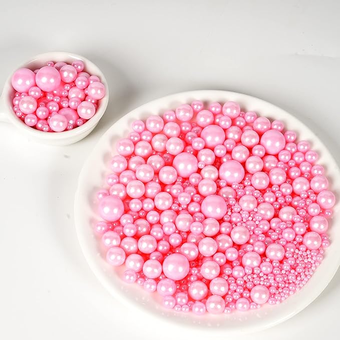 Kasvan Pink Pearl Sugar Sprinkles - Edible Candy Pearls 130g/4.58 Oz, Mix Size, Baking Cake Decorations, Ice Cream Toppings and Cookie Decorating, Wedding Party Chirstmas Supplies